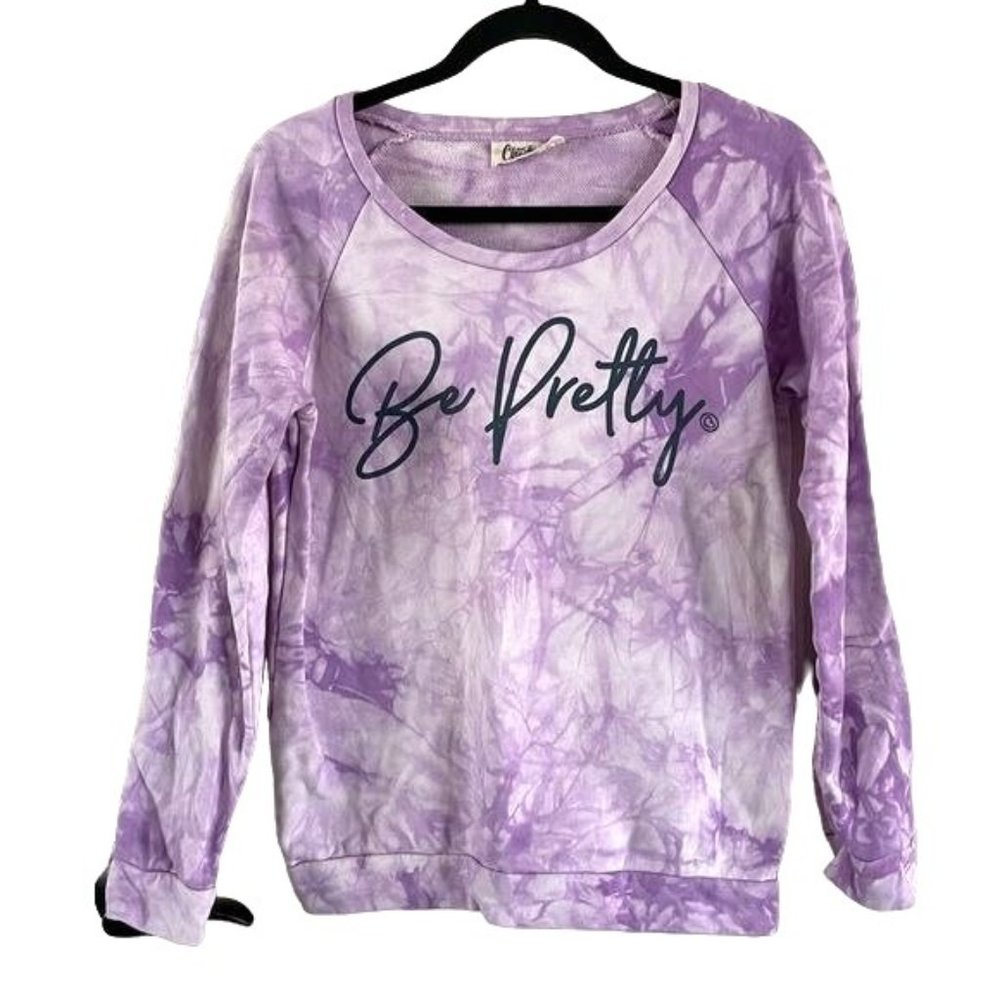 Cheekys Brand Sz Medium Be Pretty Purple Tie Dye Pullover Sweater